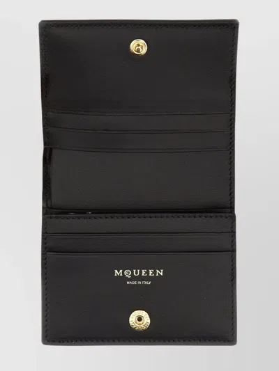 Alexander Mcqueen Calfskin Wallet With Embossed Logo In Black
