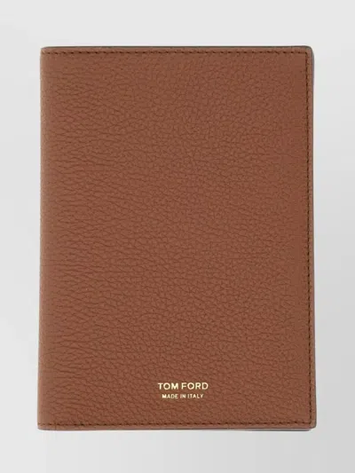 Tom Ford Textured Finish Bi-fold Wallet In Brown