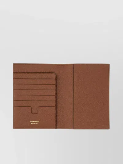 Tom Ford Textured Finish Bi-fold Wallet In Brown