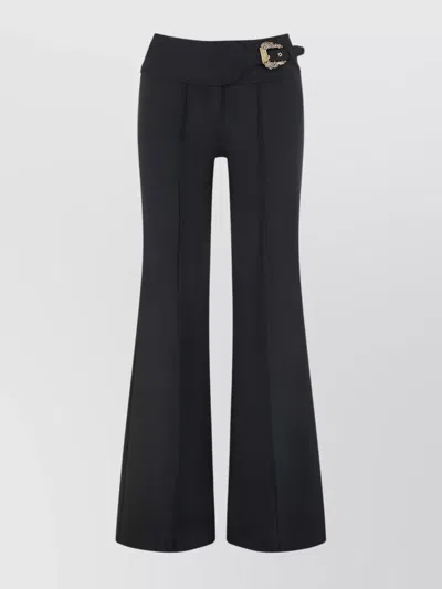 Versace Jeans Couture Wide-leg Trousers With High Waist And Buckle In Black