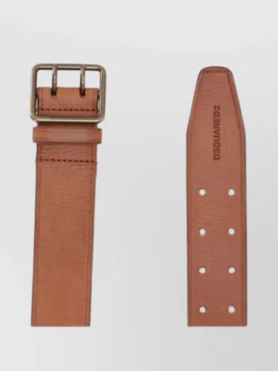 Dsquared2 Adjustable Smooth Finish Buckle Belts In Brown