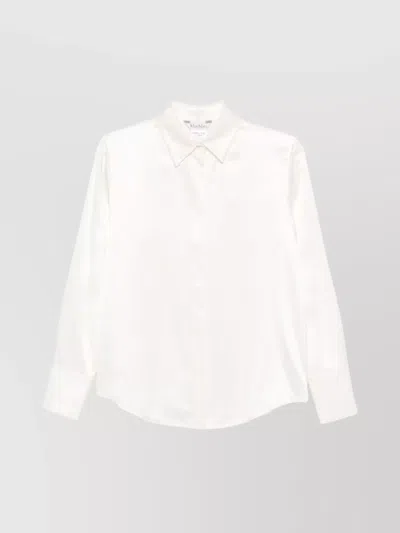 Max Mara Buttoned-cuff Long Sleeves Top With Pointed Collar In White