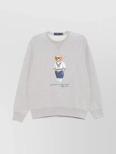 Ralph Lauren Logo Crew Neck Sweatshirt In Gray