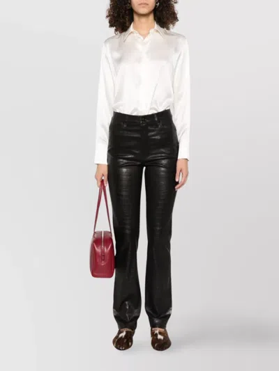 Max Mara Buttoned-cuff Long Sleeves Top With Pointed Collar In White