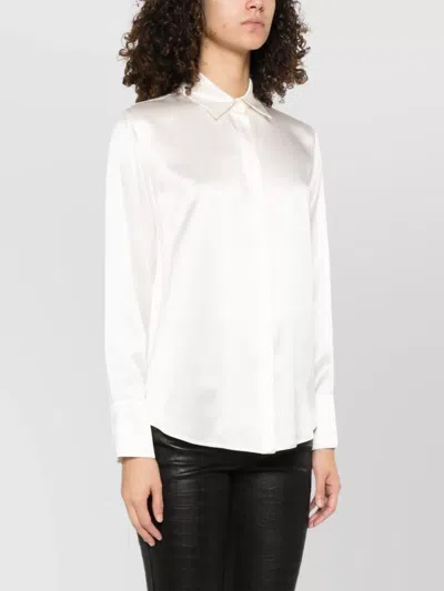 Max Mara Buttoned-cuff Long Sleeves Top With Pointed Collar In White