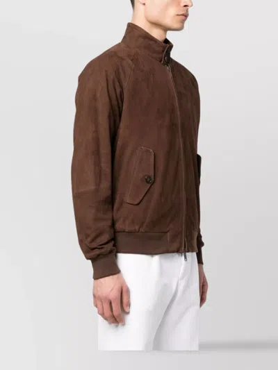 Baracuta Suede Bomber Jacket Side Pockets In Multi