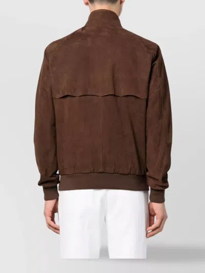 Baracuta Suede Bomber Jacket Side Pockets In Multi