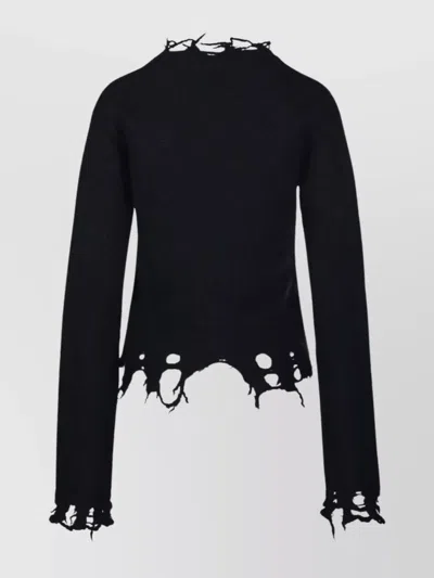 Haikure Jill Sweater With Long Sleeves And Distressed Edges In Black