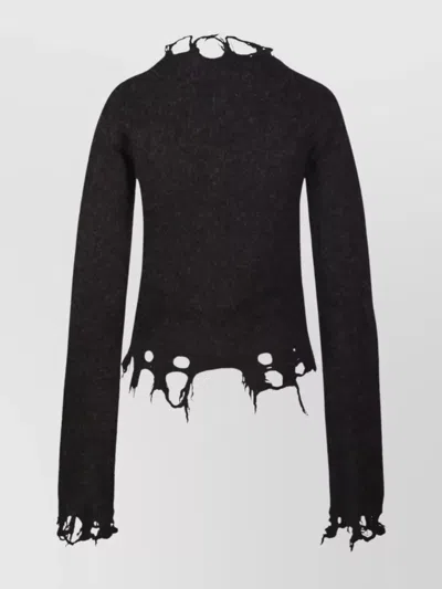 Haikure Jill Sweater With Long Sleeves And Distressed Edges In Brown