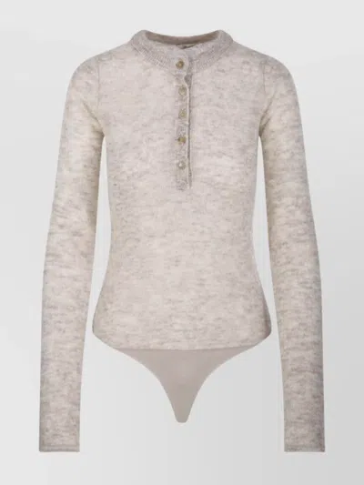 Haikure Lucy Sweater Bodysuit Style Ribbed Neckline In Neutral