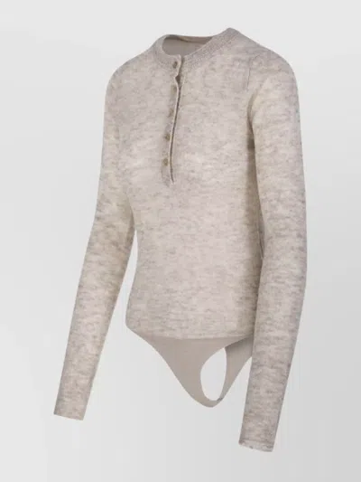 Haikure Lucy Sweater Bodysuit Style Ribbed Neckline In Neutral