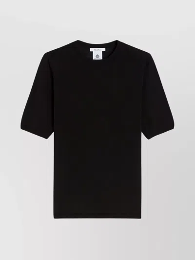 Max Mara Short-sleeved Crew Neck Wool Sweater In Black
