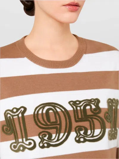 Max Mara 1951 Embroidery Wool Striped Sweater Clothing