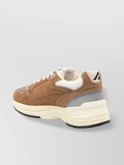 Autry Hyperway Beige Low Top Sneakers With Logo Patch On Side And Tongue In Suede And Mesh Woman In Brown