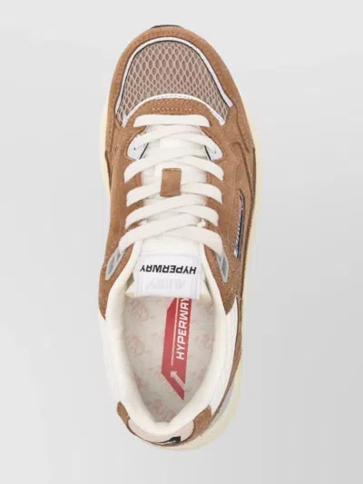 Autry Hyperway Beige Low Top Sneakers With Logo Patch On Side And Tongue In Suede And Mesh Woman In Brown