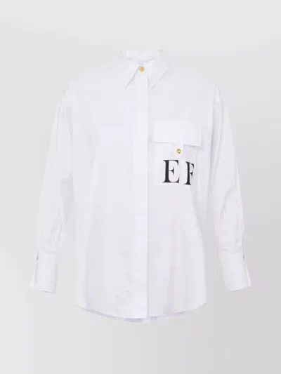 Elisabetta Franchi White Striped Cotton Poplin Shirt In White