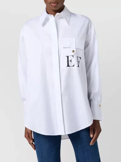 Elisabetta Franchi White Striped Cotton Poplin Shirt In White