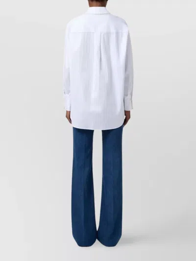 Elisabetta Franchi White Striped Cotton Poplin Shirt In White