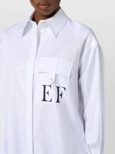 Elisabetta Franchi White Striped Cotton Poplin Shirt In White