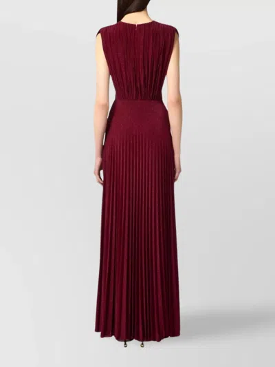Elisabetta Franchi Lurex Jersey Dress Deep V-neckline In Red