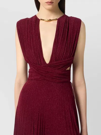 Elisabetta Franchi Lurex Jersey Dress Deep V-neckline In Red