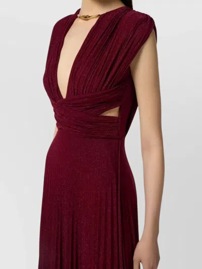 Elisabetta Franchi Lurex Jersey Dress Deep V-neckline In Red