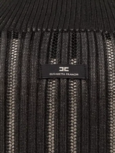 Elisabetta Franchi Shiny High Neck Knit Sweater In Black