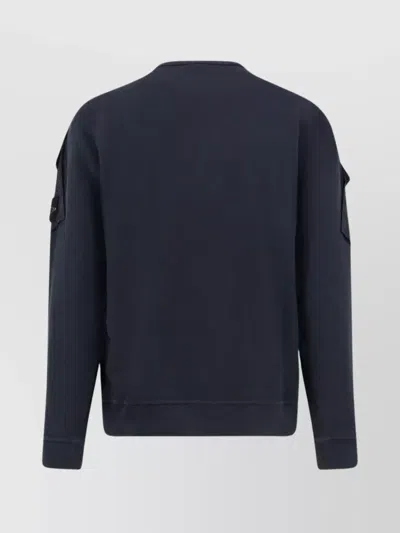 Stone Island Crew Neck Sweatshirt In Organic Brushed Cotton In Blue