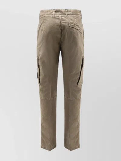 Stone Island Cotton Trousers With Belt Loops And Cargo Pockets In Brown