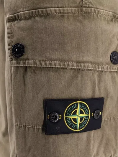 Stone Island Cotton Trousers With Belt Loops And Cargo Pockets In Brown