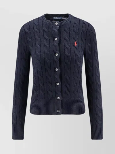 Polo Ralph Lauren Sky Cable Knit Sweater With Round Neckline In Blue