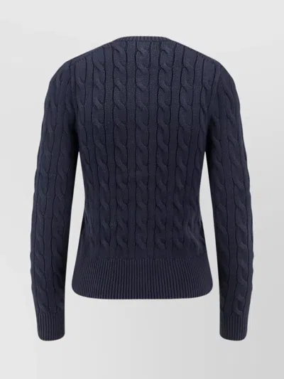 Polo Ralph Lauren Sky Cable Knit Sweater With Round Neckline In Blue