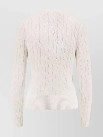 Polo Ralph Lauren Logo Contrast Knit Cardigan In White