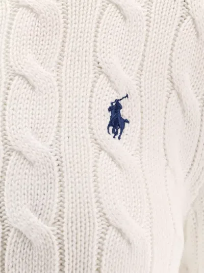 Polo Ralph Lauren Logo Contrast Knit Cardigan In White