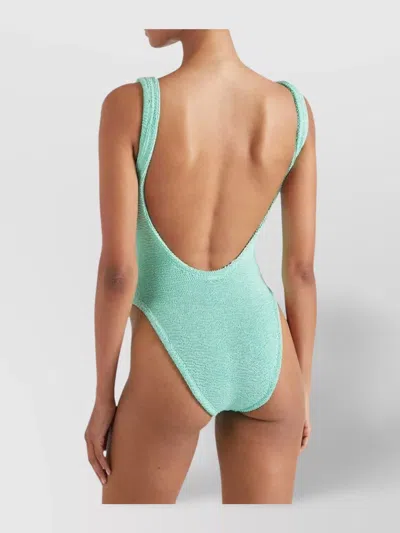 Hunza G Square Neck Ribbed Knit One-piece Swimsuit In Green