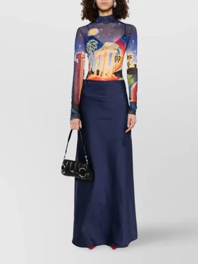 Casablanca Sheer Mesh Top Graphic Print In Multi