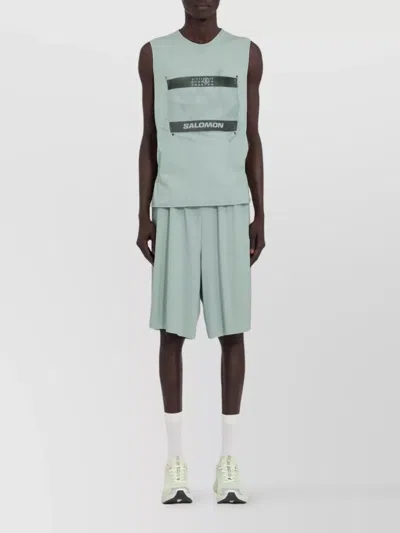 Mm6 Maison Margiela Mesh Graphic Sleeveless Vest In Green