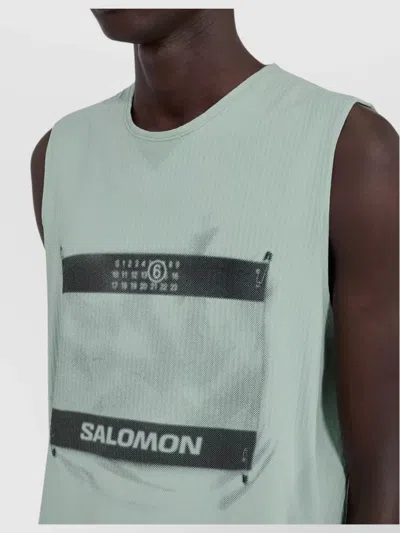 Mm6 Maison Margiela Mesh Graphic Sleeveless Vest In Green
