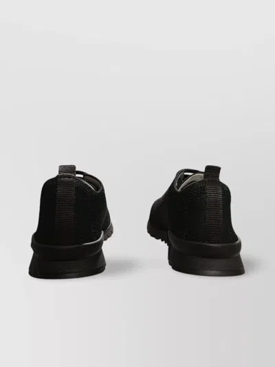 Kiton Knitted Almond Toe Sneakers With Heel Tab In Black