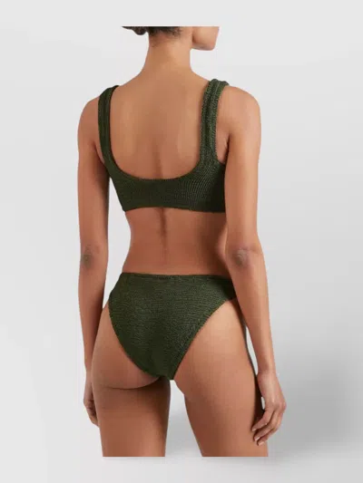 Hunza G Julia Bikini With Tonal Circles In Metallic Khaki