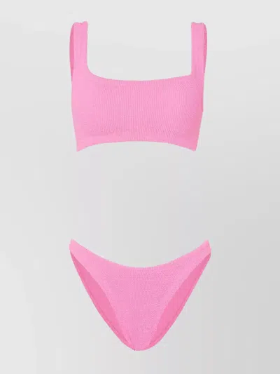 Hunza G Xandra Bikini With Square Neckline And High-cut Legs In Pink