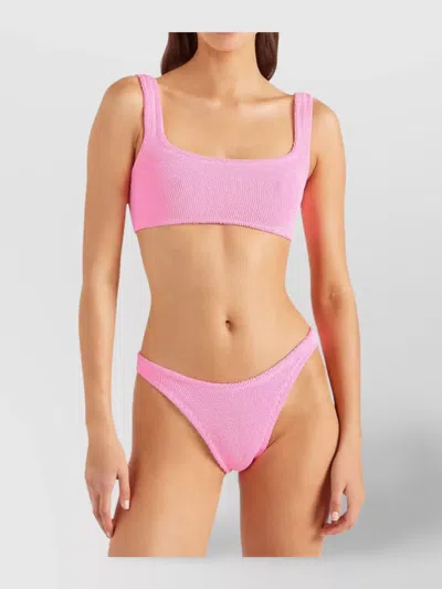 Hunza G Xandra Bikini With Square Neckline And High-cut Legs In Pink