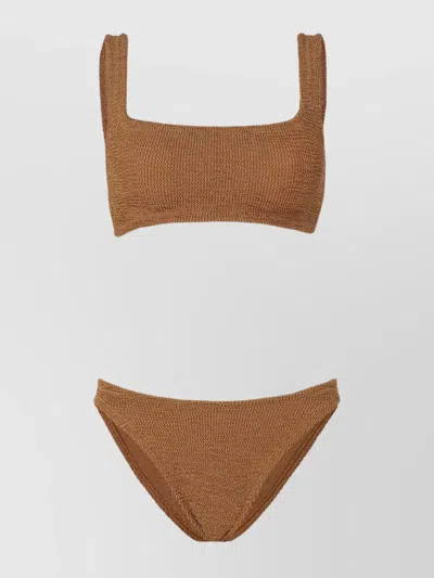 Hunza G Xandra Square Neckline Bikini Bottoms In Brown