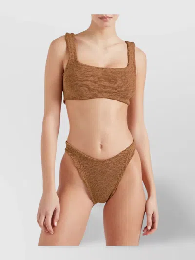 Hunza G Xandra Square Neckline Bikini Bottoms In Brown