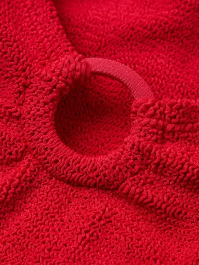 Hunza G 'celine' Red Swimsuit With Cut-out With Ring In Red