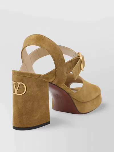 Valentino Sandals Block Heel Open Toe Platform Sole In Green