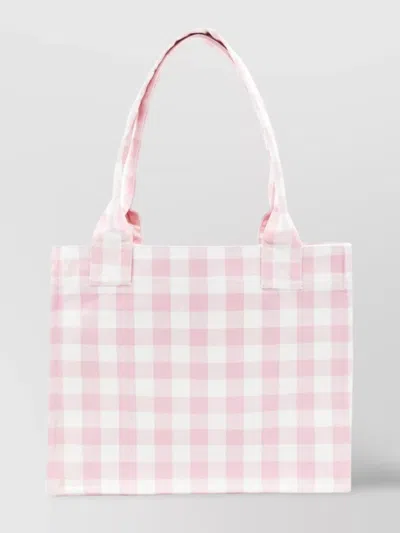 Ganni Tote Bag Checkered Dual Handles
