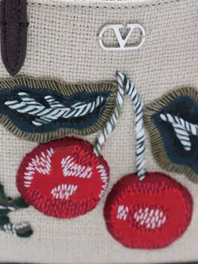 Valentino Structured Embroidered Tote Bag With Dual Handles