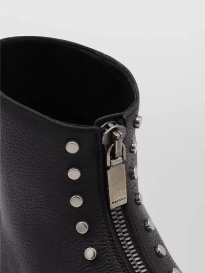 Alexander Mcqueen Chunky Sole Round Toe Studded Ankle Boots In Black