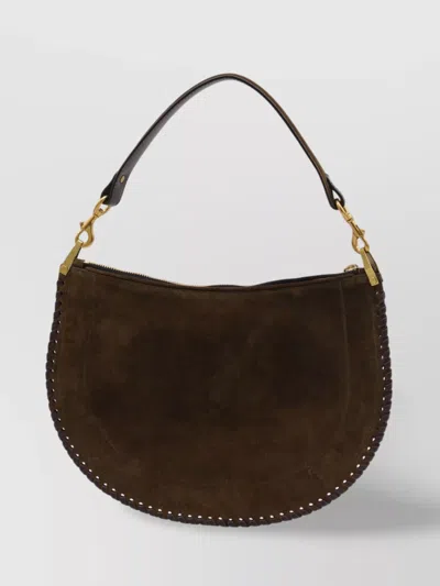Isabel Marant Luxe Suede Shoulder Bag With Whipstitch Detailing